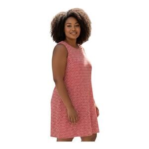 J JILL Women's Plus 3X Shift Dress Sleeveless Ikat Orange Coastal Cotton Resort